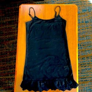 Black ribbed extender tee with lace bottom